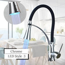 GobekUsa LED Swivel Pull Down Kitchen Faucet with Hot and Cold Water Mixer
