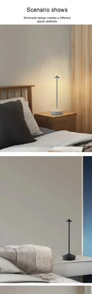 Minimalist metal led table lamp bedroom ambient night light by Decorbites