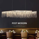 GobekUsa LED Tassel Chandelier Pendant Light for Living Room Villa Hall Silver Lustre