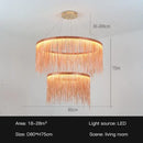 GobekUsa LED Tassel Chandelier Pendant Light for Living Room Villa Hall Silver Lustre