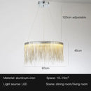 GobekUsa LED Tassel Chandelier Pendant Light for Living Room Villa Hall Silver Lustre