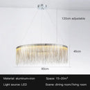 GobekUsa LED Tassel Chandelier Pendant Light for Living Room Villa Hall Silver Lustre