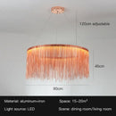 GobekUsa LED Tassel Chandelier Pendant Light for Living Room Villa Hall Silver Lustre