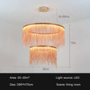 GobekUsa LED Tassel Chandelier Pendant Light for Living Room Villa Hall Silver Lustre