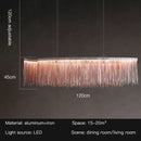 GobekUsa LED Tassel Chandelier Pendant Light for Living Room Villa Hall Silver Lustre