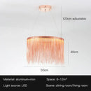 GobekUsa LED Tassel Chandelier Pendant Light for Living Room Villa Hall Silver Lustre