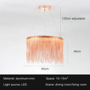 GobekUsa LED Tassel Chandelier Pendant Light for Living Room Villa Hall Silver Lustre