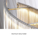 GobekUsa LED Tassel Chandelier Pendant Light for Living Room Villa Hall Silver Lustre