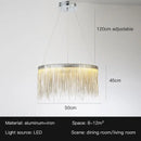 GobekUsa LED Tassel Chandelier Pendant Light for Living Room Villa Hall Silver Lustre
