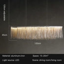 GobekUsa LED Tassel Chandelier Pendant Light for Living Room Villa Hall Silver Lustre