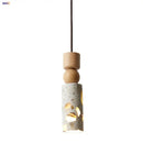 GobekUsa LED Terrazzo Pendant Lamp White Stone Wood Hanging Light