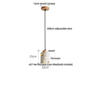 GobekUsa LED Terrazzo Pendant Lamp White Stone Wood Hanging Light
