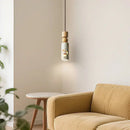 GobekUsa LED Terrazzo Pendant Lamp White Stone Wood Hanging Light