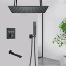 GobekUsa LED Thermostatic Rainfall Shower System with Tub Spout Mixer Tap & Brass Head