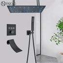 GobekUsa LED Thermostatic Rainfall Shower System with Tub Spout Mixer Tap & Brass Head