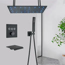 GobekUsa LED Thermostatic Rainfall Shower System with Tub Spout Mixer Tap & Brass Head
