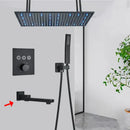 GobekUsa LED Thermostatic Rainfall Shower System with Tub Spout Mixer Tap & Brass Head