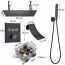 GobekUsa LED Thermostatic Rainfall Shower System with Tub Spout Mixer Tap & Brass Head