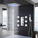 GobekUsa LED Thermostatic Shower Faucet Chrome Rain Bath Mixer Tap