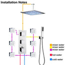 GobekUsa LED Thermostatic Shower Faucet Chrome Rain Bath Mixer Tap
