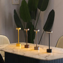 Modern minimalist metallic led touch table lamp for bedroom by Decorbites