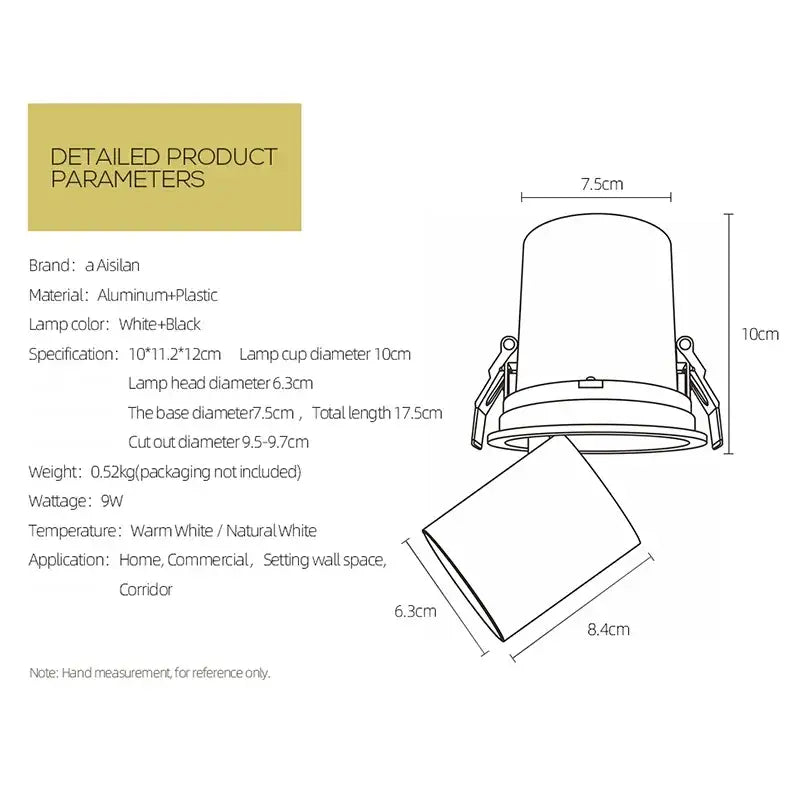 GobekUsa LED Transformer Downlight: Rotatable Recessed Spotlight COB Chip, photo 5 of 6