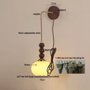 GobekUsa LED Wall Lights Walnut Wood Glass Adjustable Bedside Lamp