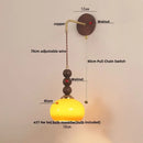 GobekUsa LED Wall Lights Walnut Wood Glass Adjustable Bedside Lamp