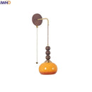 GobekUsa LED Wall Lights Walnut Wood Glass Adjustable Bedside Lamp