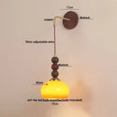 GobekUsa LED Wall Lights Walnut Wood Glass Adjustable Bedside Lamp