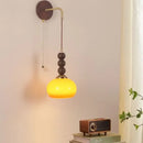 GobekUsa LED Wall Lights Walnut Wood Glass Adjustable Bedside Lamp