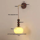 GobekUsa LED Wall Lights Walnut Wood Glass Adjustable Bedside Lamp