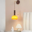 GobekUsa LED Wall Lights Walnut Wood Glass Adjustable Bedside Lamp