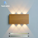 Minimalist wood led wall sconce bedroom dual beam light by Decorbites