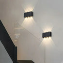 Minimalist wood led wall sconce bedroom dual beam light by Decorbites