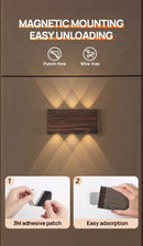 Minimalist wood led wall sconce bedroom dual beam light by Decorbites