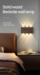 Minimalist wood led wall sconce bedroom dual beam light by Decorbites