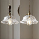 GobekUsa LED Walnut Wood Pendant Light Clear Glass Copper Switch Decor