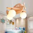 GobekUsa LED Wooden Aircraft Kids Chandelier Boys Girls Room Decor Hanging Pendant Lights