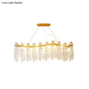 GobekUsa Linear Island Lamp with 8 Clear K9 Crystal Lights - Gold Pendant Lighting Fixture for Living Room
