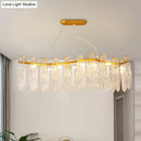 GobekUsa Linear Island Lamp with 8 Clear K9 Crystal Lights - Gold Pendant Lighting Fixture for Living Room