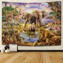 Decorbites lion tapestry silver grassland animal wall hanging bedroom by Decorbites
