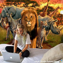 Decorbites lion tapestry silver grassland animal wall hanging bedroom by Decorbites