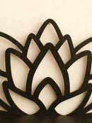 Modern black metal lotus floating wall shelf living room decor by Decorbites