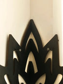 Modern black metal lotus floating wall shelf living room decor by Decorbites