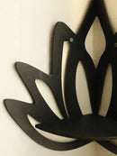 Modern black metal lotus floating wall shelf living room decor by Decorbites