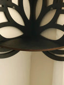 Modern black metal lotus floating wall shelf living room decor by Decorbites