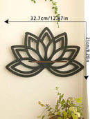 Modern black metal lotus floating wall shelf living room decor by Decorbites