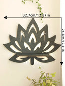Modern black metal lotus floating wall shelf living room decor by Decorbites