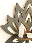 Modern black metal lotus floating wall shelf living room decor by Decorbites